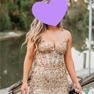 Sherri Hill Gold Beaded/Sequin Mini Dress Size 4